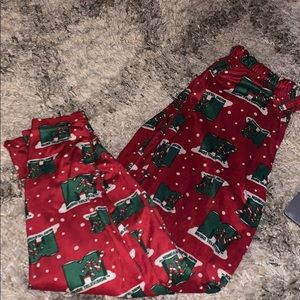 red MTV christmas pajama pants